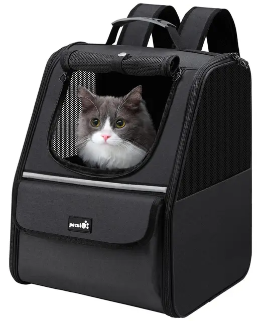 Pecute Mochila Transportadora para Gatos, Mochila Transportadora para Perros Pequeños, Bolso Transportador para Gatos para Viajes Senderismo Paseos en Bicicleta al Aire Libre