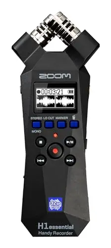Zoom - H1essential Grabadora dictáfono portátil estéreo a 32-bit con Coma Flotante, accesibilidad, micros X/Y, micrófono USB, para músicos, podcasters, cineastas