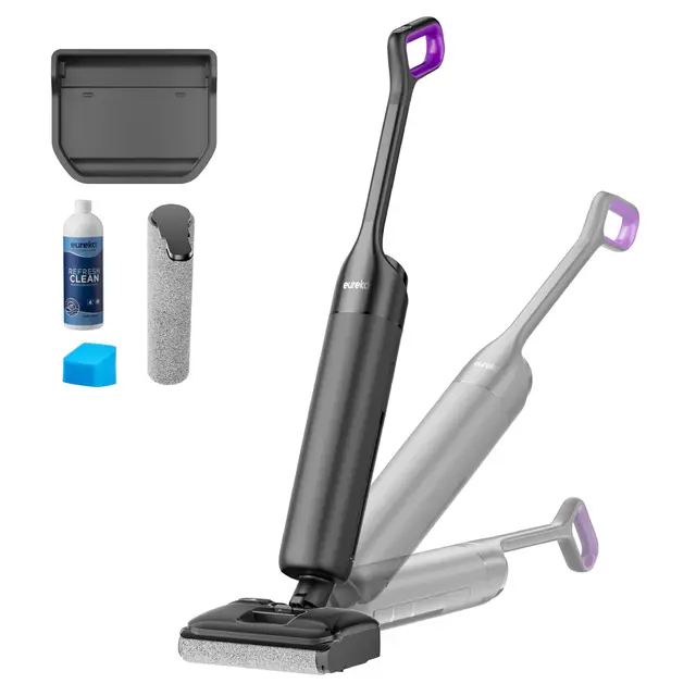 Eureka Aspirador Vertical en Seco y Húmedo, Aspiradora Escoba sin Cable Plano 180°, Autopropulsado, Autolimpieza, Tanque Grande, Anti-Enredos Pelos Mascotas, Compacta, Ligra, FloorShine 460