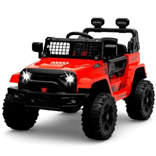 Coche Eléctrico para Niños, Coche de Batería 12V con Mando a Distancia de 2,4 G y Faros LED, Claxon, Bluetooth, música, 3-6 km/h, Coche Eléctrico para Niños de 3+ Años