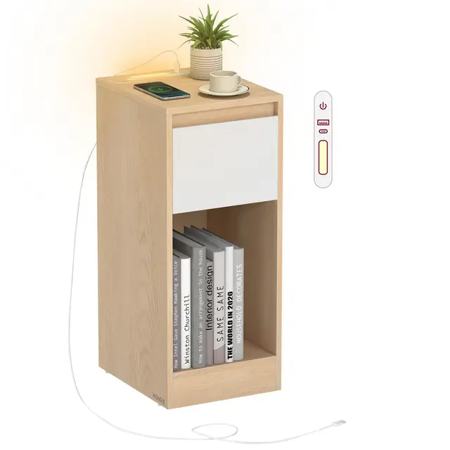 vasagle kailyn mesita estrecha led usb