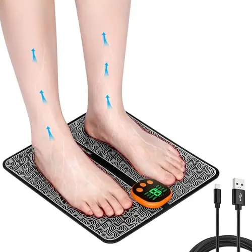 Masajeador de Pies EMS, Masajeador Plantar Eléctrico Portátil, EMS Foot Massager con 8 Modos y 19 Niveles de Intensidad para Mejorar la Circulación y Aliviar la Fatiga Muscular