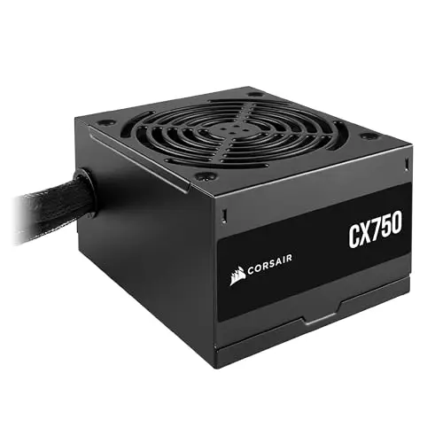 CORSAIR CX750 ATX 750W Fuente de Alimentación - Eficiencia 80 Plus Bronze, Bajo Ruido, Cables con Funda, No Modular - EU - Negro