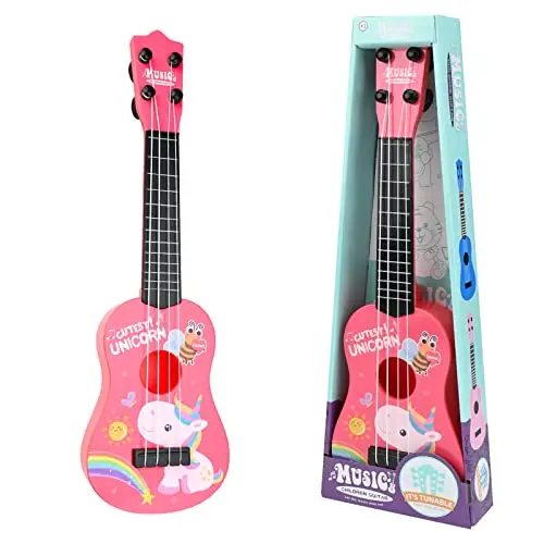 Ukelele Soprano 42 cm para Principiantes - Instrumento Musical con 4 Cuerdas Ajustables, Mini Guitarra y Púas para Juego Educativo Temprano