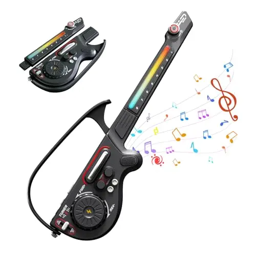 RedCrab Guitarras Musicales para Niños, Guitarras Eléctricas Inteligentes sin Cuerdas con Tocadiscos DJ, Bluetooth y Luces, Set de Guitarras de Juguete para Principiantes en la Educación Music (negro)