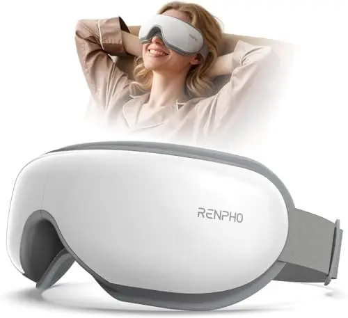 RENPHO Eyeris 1- Masajeador de ojos con calor, Música Bluetooth, Masaje vibratorio,Plegable masajeador ocular para aliviar la tensión ocular Ojos secos Mejorar el sueño, Regalos Originales para Mujer
