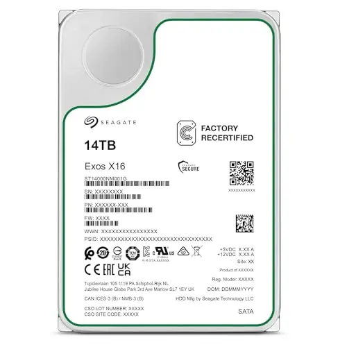 Disco duro interno Seagate Exos X16 ST14000NM001G de 14TB, 3,5 pulgadas, HDD, SATA 6Gb/s, 7200RPM, 256MB de caché
