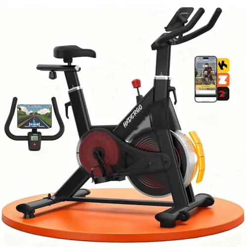 HXD-ERGO Bicicleta Estática en Casa con Resistencia Ajustable, Bicicleta Estatica Silenciosa con Monitor LCD, Cómodo Cojín de Asiento, App Propia, Capacidad de 160 kg, Entrenamiento Aeróbico