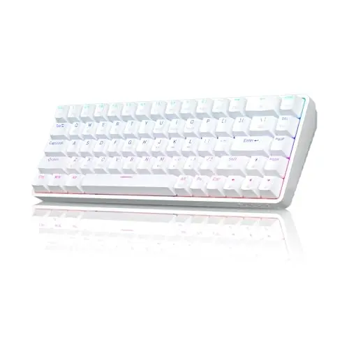 Dierya DK68 Teclado Mecánico Gaming Inalámbrico,60% Layout Compacto 68 Teclas con Triple Modo-Bluetooth/2.4G/Type-C,Red Switch Gamer Mechanical RGB Keyboard para PC/Win/Mac,QWERTY,Blanco