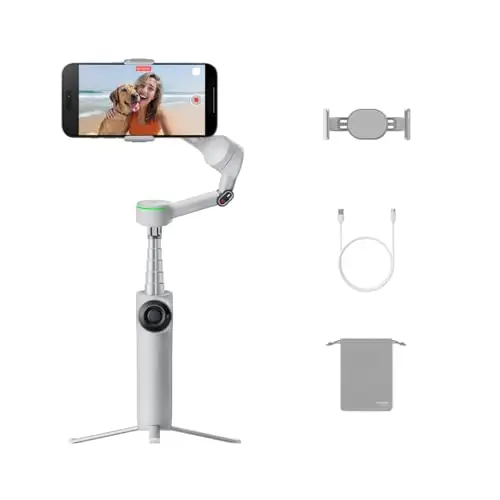 Insta360 Flow 2 Pro Gris - Gimbal para teléfonos con IA con Apple DockKit, seguimiento panorámico de 360º, inclinación libre, trípode/selfie stick integrado y estabilizador portátil para vlogs/viajes.