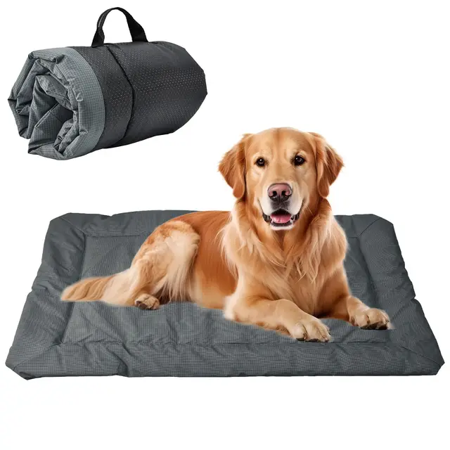 Cama Perro Mediano y Pequeño Antideslizante y Antiestres Colchon Perro Mediano Alfombra Perro Cama Perro Lavable Colchon Impermeable Dog Bed para Viajes, Camping, Exterior (Gris, 90x60 cm)