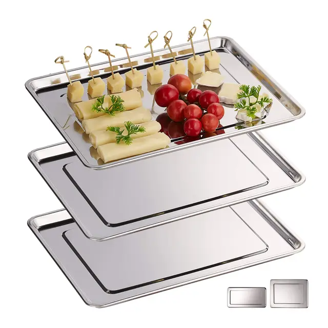 relaxdays bandejas servir set 3 acero