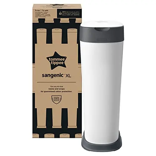 Tommee Tippee Contenedor para Pañales Twist and Click XL, Incluye 1 Recambio con Lámina Antibacteriana Multicapa, Blanco