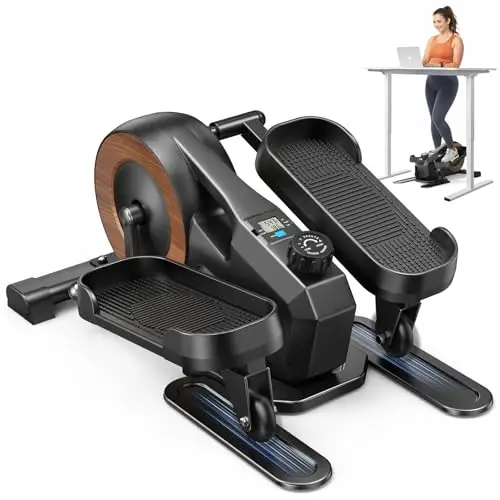 MERACH Mini Elíptico, Debajo del Escritorio para hogar y Oficina en casa, eléctrico y Manual, Entrenador de piernas Sentado, pedalier Debajo del Escritorio, silencioso y portátil, Pedales Grandes