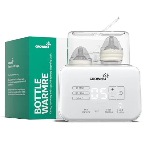Grownsy Calienta Biberones | Esterilizador Biberones | Calentador Rápido de Alimentos para Bebés 9-en-1 y Descongelador Calentador Pantalla LCD Control Preciso de Temperatura para Leche Materna