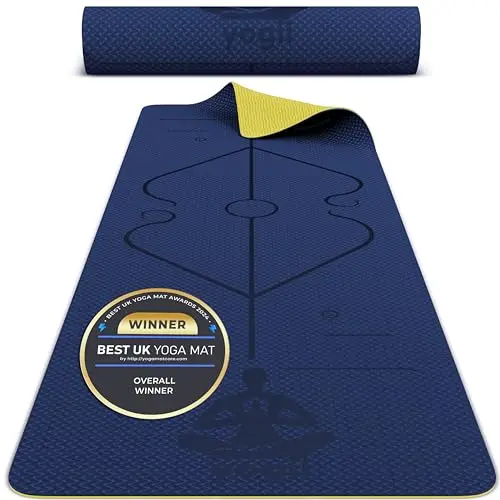 Yogii Esterilla de Yoga 6 mm Antideslizante - Esterilla Fitness de TPE para Yoga, Pilates y Entrenamiento en Casa - Esterilla Deportiva con Líneas de Alineación - Mujer y Hombre