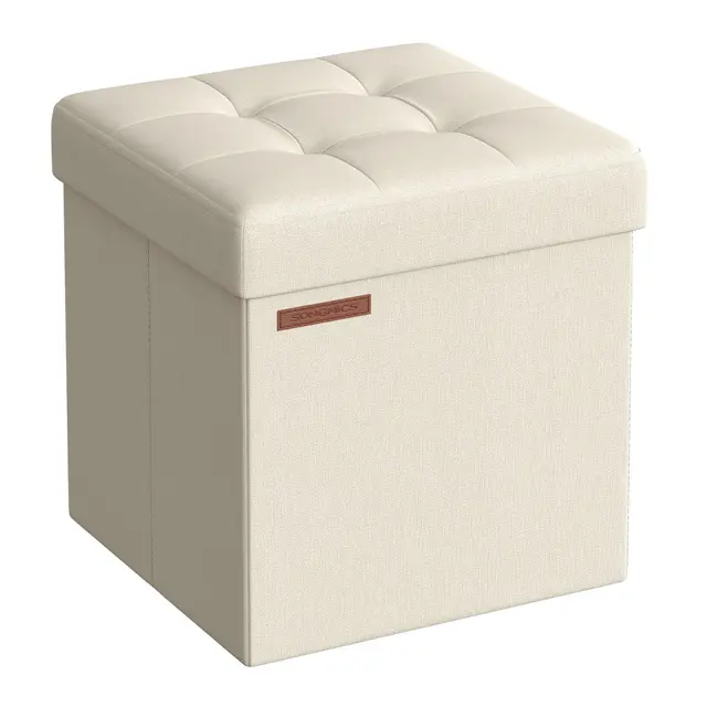 songmics puff almacenaje 38 cm lino