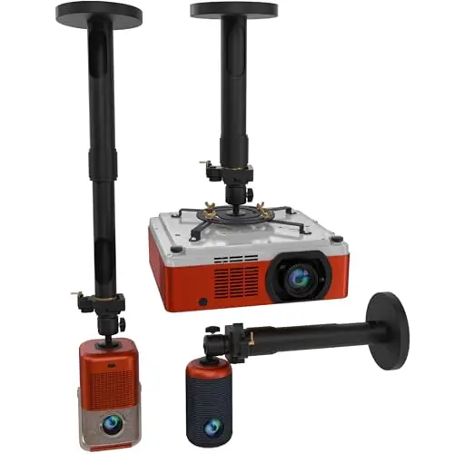 Soporte universal para proyector PropVue: soporte de pared o techo ajustable para miniproyectores de oficina y domésticos: movimiento completo, fácil instalación, giro de 360°, longitud de 35 a 53 cm