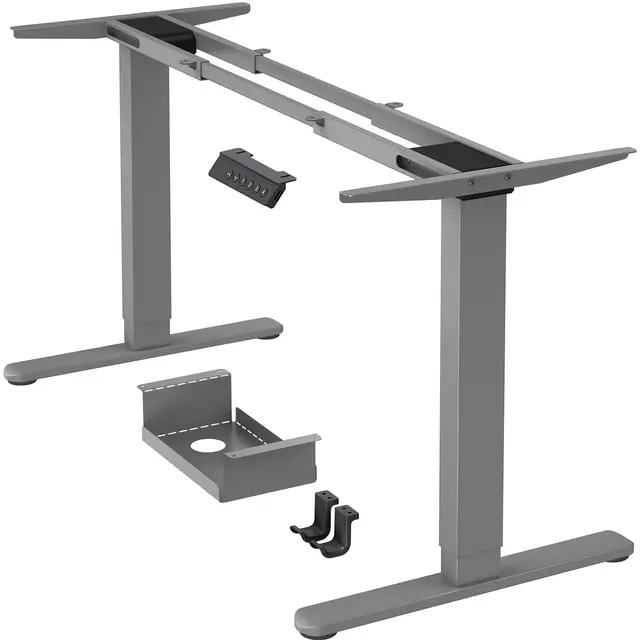 ErGear Escritorio Elevable, Marco con Patas Eléctricas de Ajuste de Altura Dual Motor, Mesa Escritorio Elevable con 4 Controles de Memoria para Oficina en Casa, Soporta hasta 120 kg (Gris)