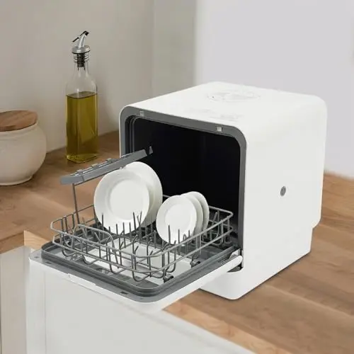 Lavavajillas de sobremesa de bajo consumo con 4 programas y secado con aire caliente – Lavavajillas compacto de 6 l para 1-2 personas, ideal para cocinas pequeñas, WG y caravanas, ahorro de energía