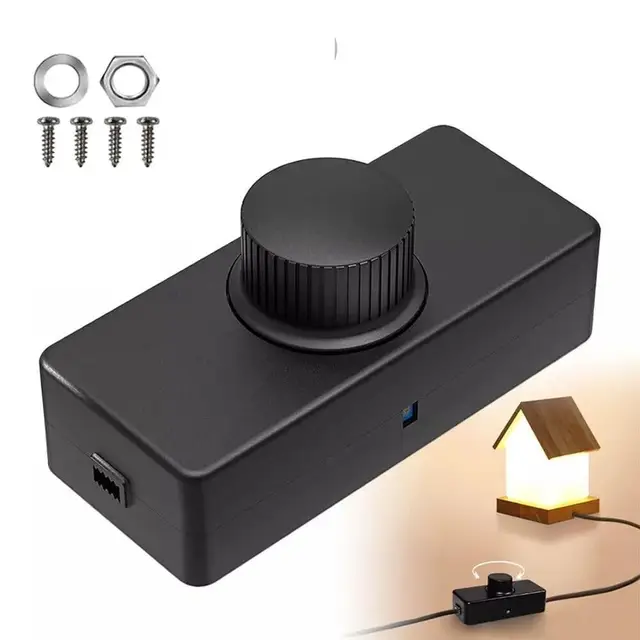 TECHZOCO Potenciómetro regulador de luz con Interruptor, Dimmer LED, Interruptor regulador intensidad, Atenuador de luz, Apto para 220-240VAC/50hz, Potencia ajustable: 3-100W, Conexión por tornillo