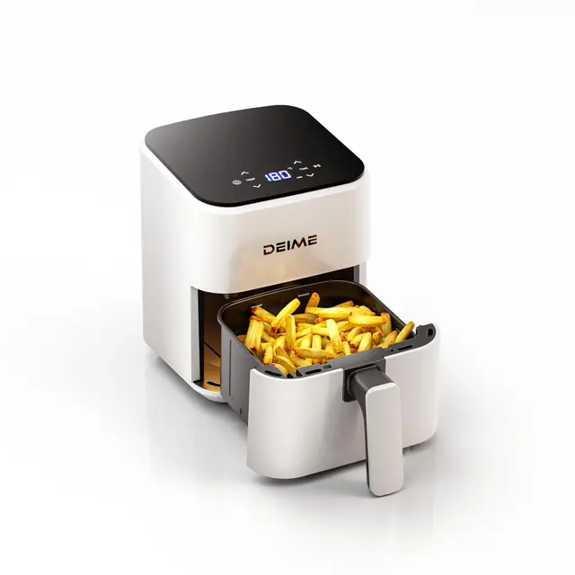 DEIME Air Fryer 2.5 Qt, Small Airfryer Digital Space Saving Compact, Bake, Reheat, Roasts for Quick Easy Meals, Mini Compact & Quiet, Nonstick & Dishwasher Safe Basket(White)