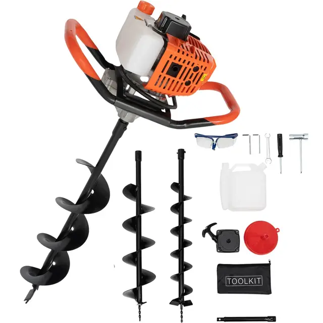 SHZICMY Ahoyadora Gasolina 52CC 2 Tiempos 2.3HP con 3 Brocas de 100/150/200mm Profesional Barrena de Tierra de Gasolina, Poste de Cerca Postes de Vallas, Excavadora, de Jardín