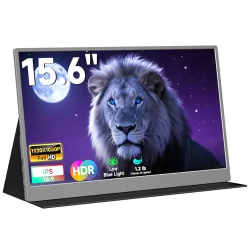 AYY Monitor Portátil para Laptop de 15.6 Pulgadas FHD 1080P USB-C HDMI Segunda Pantalla Externa de Ordenador HDR IPS Gaming Extender para PC Mac Móvil Compatible con PS4/5 Xbox Switch con Altavoces