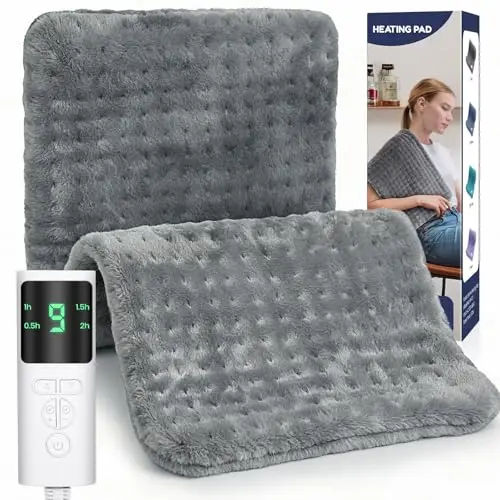 Manta Electrica, Manta Electrica Lumbar con 9 Temperaturas y 4 Temporizadores, Lavable a Máquina, Portátil Esterilla Electrica de Franela Suave para Espalda, Cuello, Hombro, Abdomen, Regalos, 30X60cm