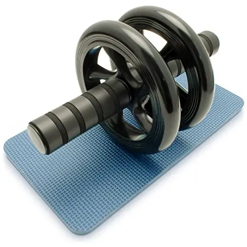 CampTeck U6665 AB Roller Doble Rueda Abdominal con Arrodillamiento y Manijas de Espuma, Perfecto para Fitness Casa, Aeróbic Ejercicio, Entrenamientos - Negro