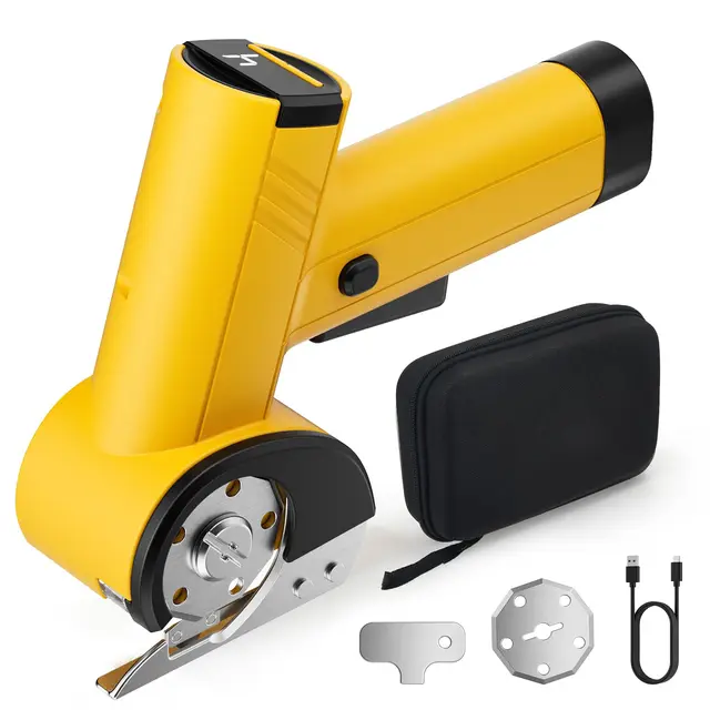 Cortacartón inalámbrico 420 RPM, tijeras eléctricas con 2 cuchillas, pantalla LED y digital, 4 velocidades, cortadora rotativa para corte preciso de tela, cuero y cartón.