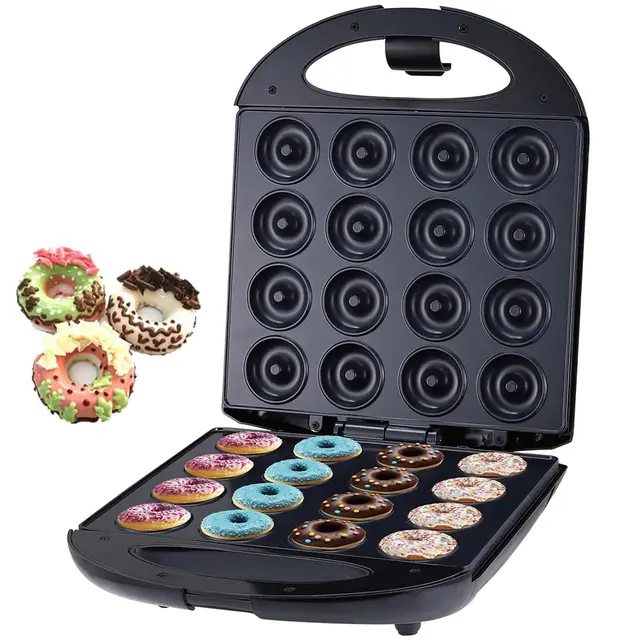 SOKANY SK-08002 1400W Máquina para Rosquillas, Máquina para Rosquillas Para 16 donuts, Revestimiento Antiadherente, Fácil de limpiar, Horneado de doble cara