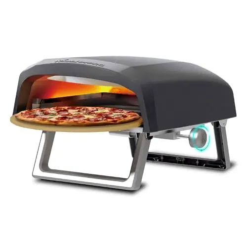 MasterPRO Napoli - Horno de pizza portátil a gas, cocción rápida y uniforme, potencia de hasta 500 °C, pizzas listas en 60 segundos, bolsa de transporte y bandeja de piedra incluida