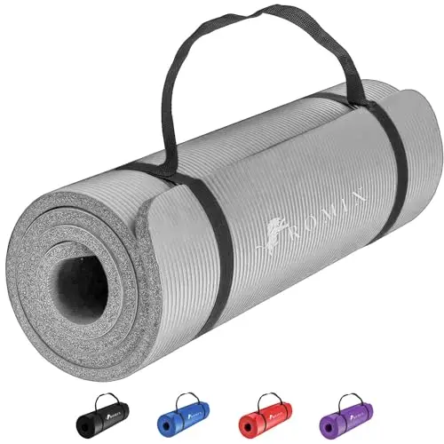 ROMIX - Alfombra de yoga, 10 mm, gruesa, antideslizante, ecológica, gimnasia, yoga mate, con bolsa de transporte y correa, Premium no tóxica Fitness alfombra de piso perfecta para pilates gimnasio y