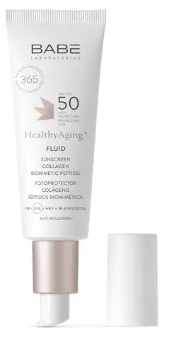 Laboratorios Babé - HealthyAging+ Fluid SPF 50 | 50 ml |Fotoprotector Solar | Repara y Corrige los Signos del Fotoenvejecimiento | Piel Elástica y Radiante | Rápida Absorción | Textura Ultraligera