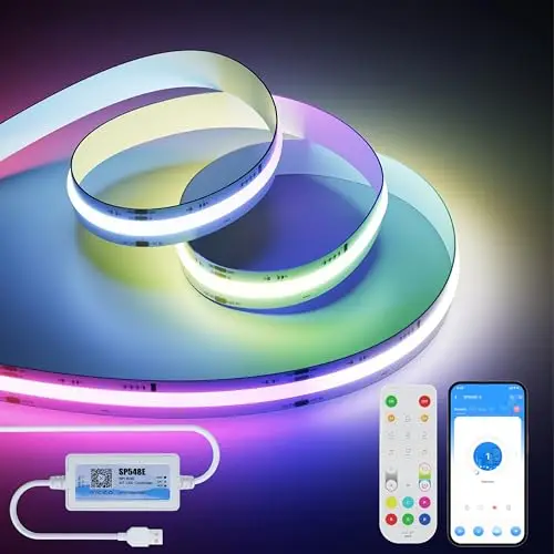 OULARA RGB Smart IC COB USB LED Tira Direccionable por píxeles,3m RGB Smart IC Stripe color de Cinta Flexible que cambia de color con Alexa/Google Assistant Music Mode para Decoración de Fiestas