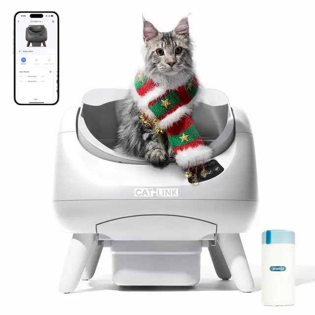 CATLINK Arenero Autolimpiable para Gatos, Caja de Arena Automática con Entrada Superior, Wi-Fi 5 GHz, Gran Capacidad 12L, Compatible con Todo Tipo de Arenas, Ideal para Hogares con Varios Gatos