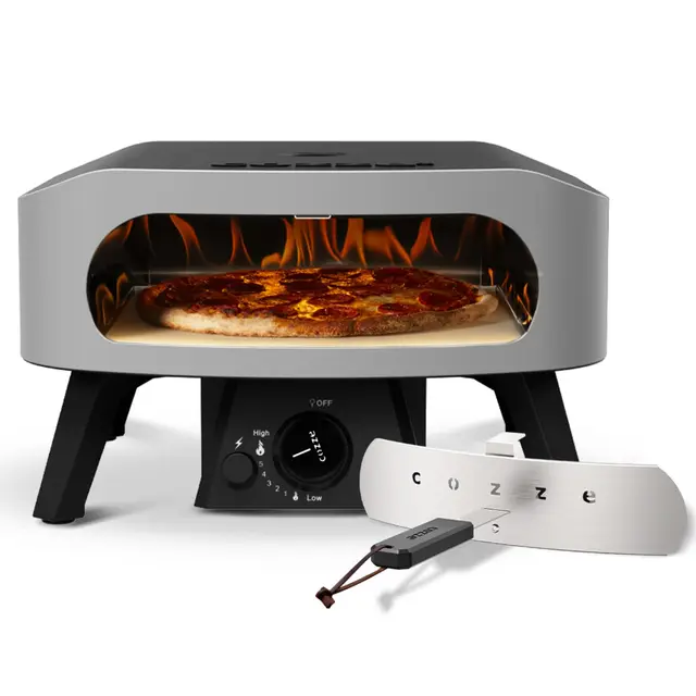Cozze® Horno para pizza de gas 13" CLASSIC – 30 mbar, potente y rápido, con piedra de cordierita, encendido automático, diseño resistente
