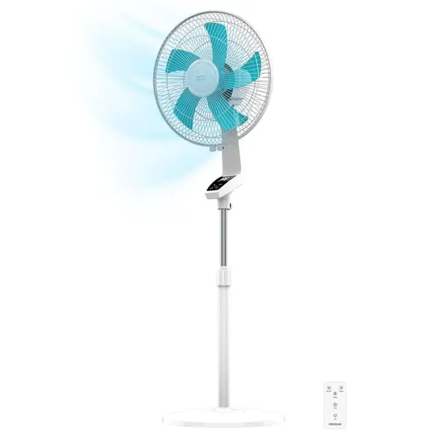 Cecotec Ventilador de Pie con Mando a Distancia EnergySilence 620 Flow Control. 50W, Diámetro de 16", Temporizador 12h, Control Táctil, Pantalla LED, 3 Velocidad, Oscilación Automática