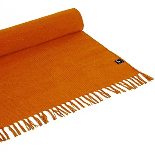 Yoga Studio Esterilla de yoga orgánica, 196 x 70 cm, con borlas, algodón, para meditación, relajación y yoga