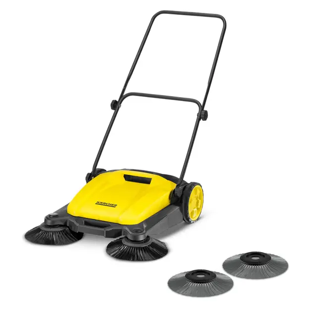 Kärcher S 3 Twin - Barredora 2 en 1, Ancho de Trabajo: 650 mm, hasta 1.800 m²/h de Superficie, contenedor: 16 l, Peso: 9,7 kg, 2 cepillos Laterales para Suciedad Seca, 2 cepillos Laterales para