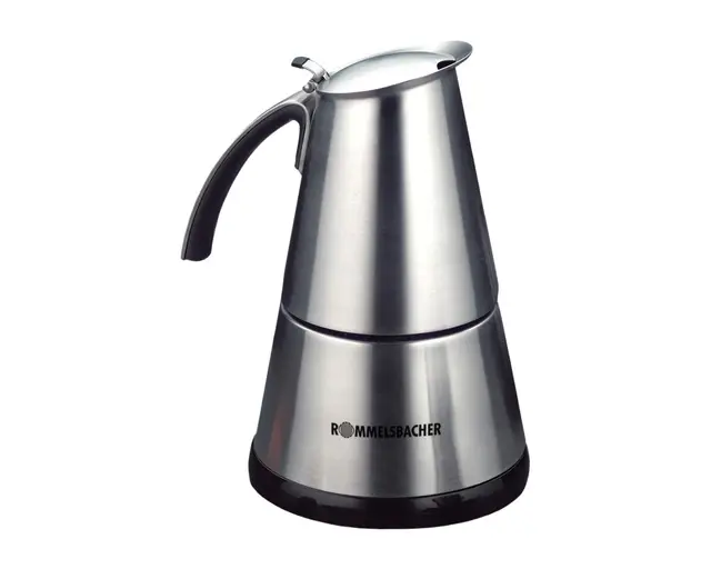 Rommelsbacher EKO 364/E - Cafetera italiana para 2-4 tazas, 365 W, 230 V, 800 g, acero inoxidable 115 x 115 x 170 mm