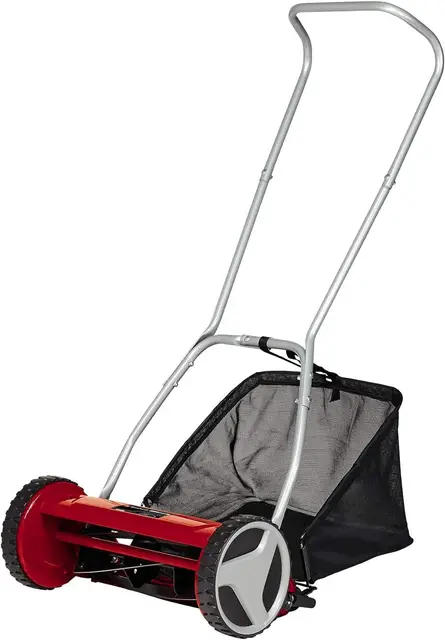 Einhell Cortacésped Manual GC-HM 400 (para hasta 250 m2, husillo de Corte con rodamiento de Bolas con 5 Cuchillas de Acero de Alto Valor, Ajuste de Altura 4 Niveles 13-37 mm, colector de 27l)
