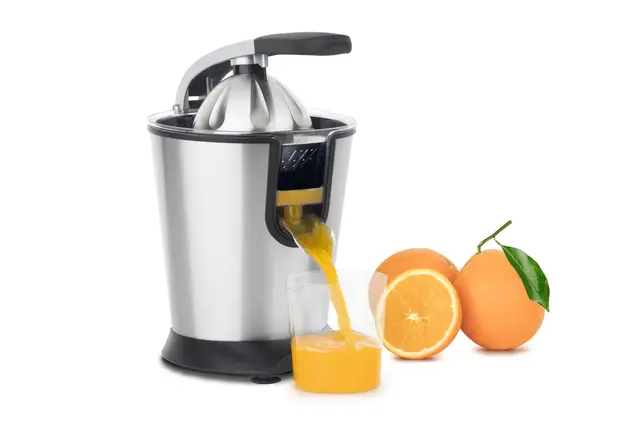 H.Koenig AGR80 - Exprimidor eléctrico de naranjas profesional de 160 W, palanca y filtro de acero inoxidable, sistema antigoteo, sin BPA, piezas aptas para lavavajillas