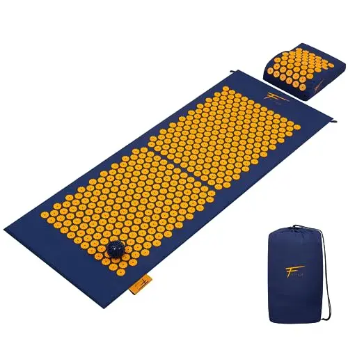 Kit de acupresión XL Fitem – Alfombra de acupresión + cojín + bola de masaje – Alivia dolores de espalda y cuello – Ciática – Masaje de espalda – Relajación muscular