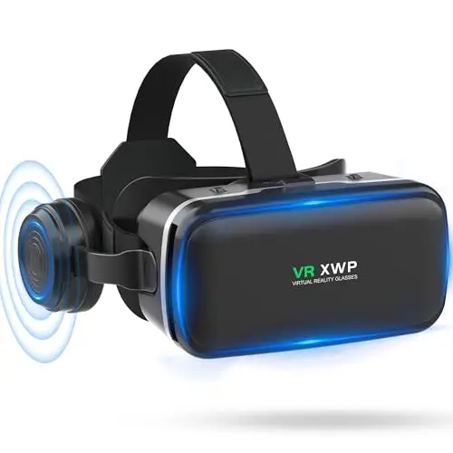 XWP Gafas De Realidad Virtual, Gafas VR 3D Con Auriculares Y Lentes HD Con Filtro De Luz Azul, Para iPhone&Android (4,7–6,8"), Ideal Para Juegos Y Películas, Regalo De Cumpleaños Para Amigos Y Familia