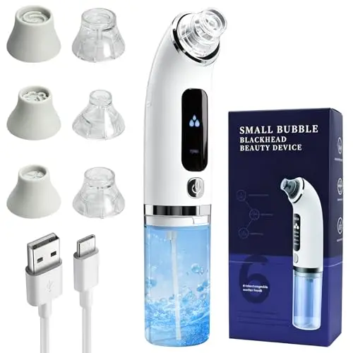 Succionador de Puntos Negros, Limpiador de Puntos Negros, Aspirador de Poros USB Recargable, 4 Modos, 6 Cabezales