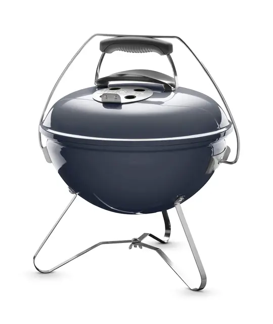 Weber Smokey Joe Premium Barbacoa de carbón, superficie de la parrilla de Ø 37 cm, barbacoa portátil con asa para transportar, barbacoa con tapa y cuba esmaltadas en porcelana - Slate Blue (1126804)