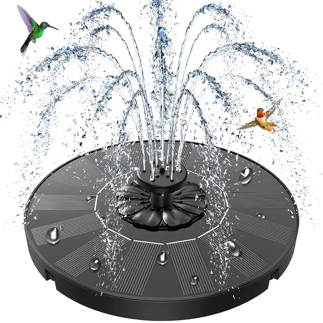 SZMP Fuente Solar 2026 Actualizada, Bomba de Agua Solar con 8 Boquillas & 4 Fijadores, Fuente Jardin Exterior para Estanque de Jardín Fuente, Baño para Pájaros, Piscina, Patio y Decoración (Negro)
