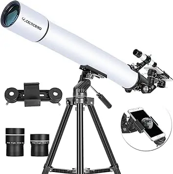 CELTICBIRD Telescopio Refractor de 900 mm para Adultos: telescopios de Gran Potencia y de Viaje para Principiantes en astronomía, con una Apertura de 80 mm y una Montura AZ